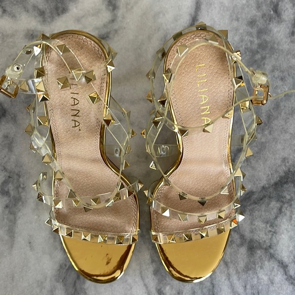 LILIANA Stud Heeled Sandals - Gold size 37.5 - Picture 10 of 10